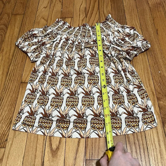 Anthropologie Porridge NWT Pineapple Off‎ Shoulder Bow Back Top Size XS - Picture 9 of 9